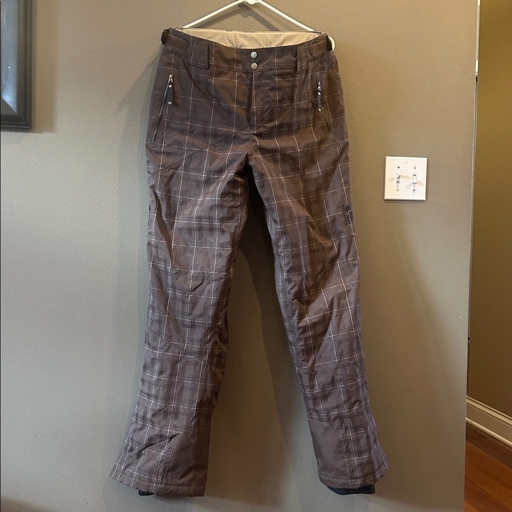 Mountain Hardwear Brown Plaid Ski pants size Large